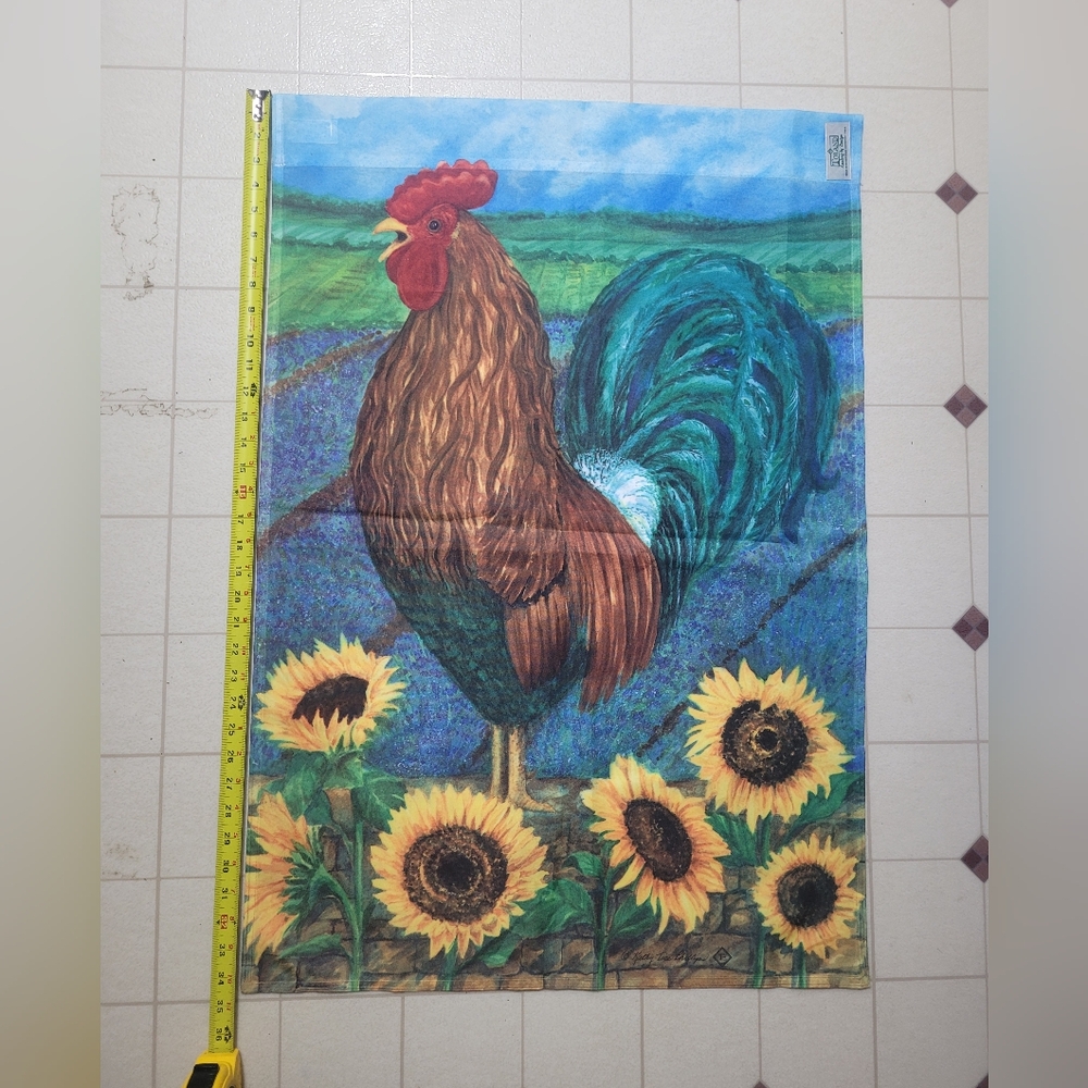 Toland Decoratove Rooster Garden Flag Sunflowers Spring Decor